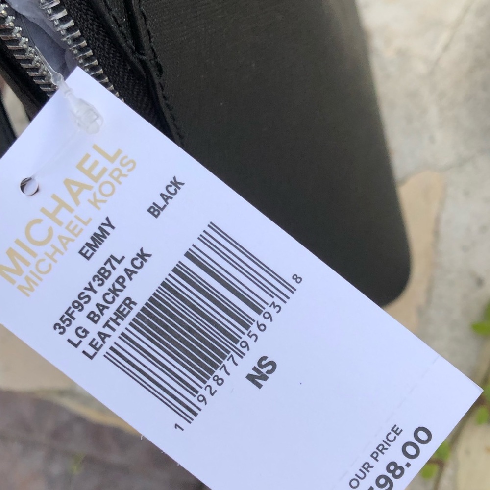 NWT Michael Kors LG Emmy Backpack black silver - Picture 6 of 7